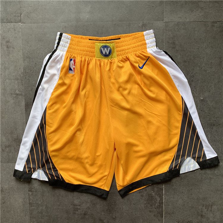 Cheap Men NBA Golden State Warriors yellow Nike Shorts 0416